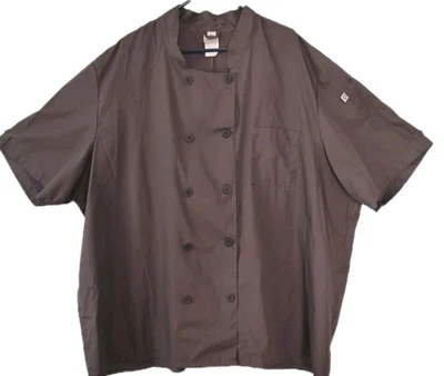 Chef Coat Jacket 4X Uniform Polycotton Short Sleeve Cook Workwear Gray  - Image 1 of 4