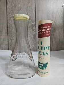 BOTTIGLIA condimento insalata BUONE STAGIONI vetro foglia oro CRUET con coperchio e instr, anni '50 - Foto 1 di 16