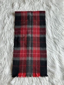 BUFANDA 100% CACHEMIR Cuadros Cuadros Rojo Gris Negro Hecho en Inglaterra Lana Cálida - Imagen 1 de 5