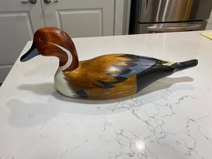 Señuelo de pato vintage tallado y pintado a mano de madera maciza 16"x 6"x 5" - Imagen 1 de 11