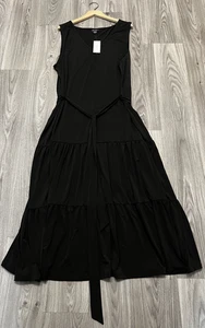 ☆Evans Black Stretchy Maxi Dress Detachable Belt☆Plus Size 26/28☆BNWT☆ - Picture 1 of 9