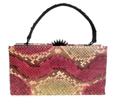 Cartera de caja LUCITE negra y pitón pastel años 40-50 hecha a medida Foto 1 de 4