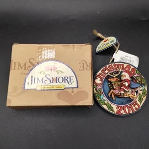 Jim Shore Babbo Natale Renna datata Decorazione Natalizia 2015 Rotonda con Scatola - Foto 1 di 12