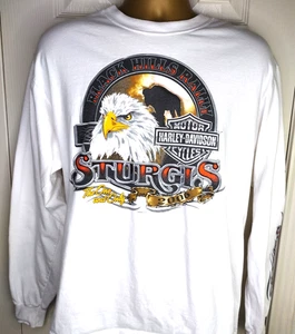 2006 Hanes Beefy Harley-Davidson Sturgis White Long Sleeve Men's Lg Cotton USA - Picture 1 of 7