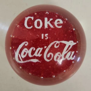 Vintage Red Coke Is Coca Cola Collectible Glass Paperweight Heavy - Picture 1 of 10