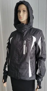 Women's HYRA black white ski jacket zip off hood Insulated zip pockets size S - Picture 1 of 24