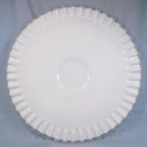 Fenton Silver Crest Cake Stand Low #5813 Elegant Glass Milk White Clear Vintage - Picture 1 of 6