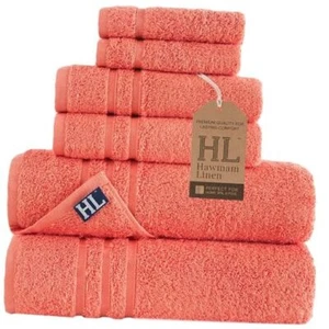 Orange 6 Piece Bath Towels Set for Bathroom Original 6 Piece Towel Set Coral - Picture 1 of 7