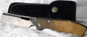 Vintage Gerber D2 Flatiron 3 1/4" Blade Gold Aluminum Pocket Knife w Sheath - Picture 1 of 10