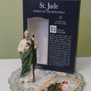 St. Jude Statue 4 Zoll robust Harz schönes Gesicht Schutzpatron unmögliche Ursachen - Bild 1 von 3