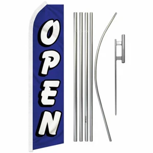 Open Swooper Flutter Feather Advertising Kit Flag Blue/White - Picture 1 of 9