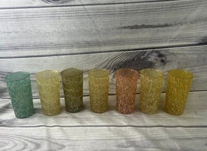 (7) Vintage Rubber Spaghetti String Glass Tumbler MCM Beverage Cup - Picture 1 of 9