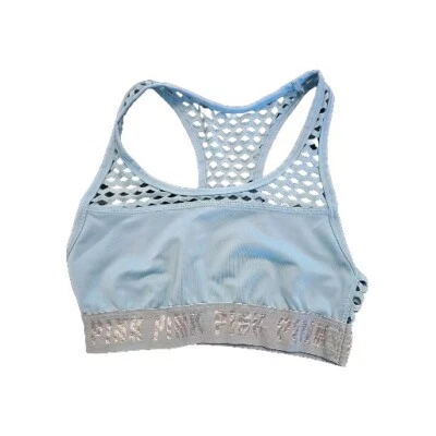 Victorias Secret PINK Ultimate Mesh Detailed Unlined Sports Bra Lt Blue Sz XS - Image 1 of 4