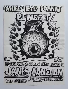 JANE'S ADDICTION Original Concert Flyer poster 1988 The Probe Hollywood RARE!!!! - Picture 1 of 2