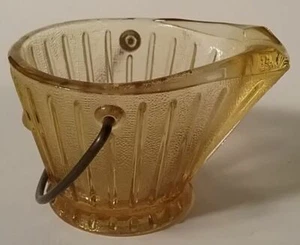 Continental Can Hazel Atlas Amber Glass Coal Bucket Novelty w/ Bale Wire Handle - Picture 1 of 1