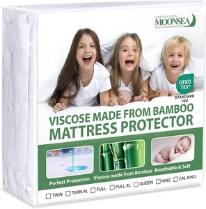 Bamboo Mattress Protector Breathable Waterproof Mattress Cover Twin Size - Picture 1 of 10