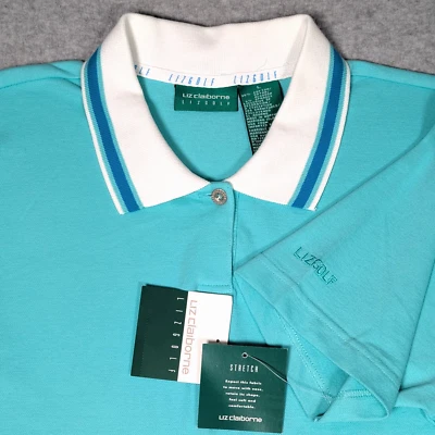 Liz Claiborne Polo Shirt Size Large Liz Golf Turquoise New Foto 1 de 4