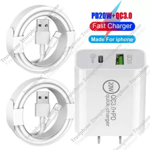 QC3.0 Fast Wall Charger 20W Power Adapter USB Cable Block For Apple iPhone 14 13 - Picture 1 of 18