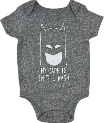 Body DC Comics Bebé Gris Manga Corta Algodón Batman Gráfico Una Pieza 3-6 MO Foto 1 de 2