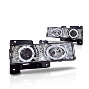 Faros proyectores halo transparentes cromados/cromados para Chevrolet K1500 Suburban 1995-1999 - Imagen 1 de 1