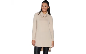 Túnica de cuello de capucha pequeña colección Lisa Rinna con detalle de costura avena PL A297911 - Imagen 1 de 5