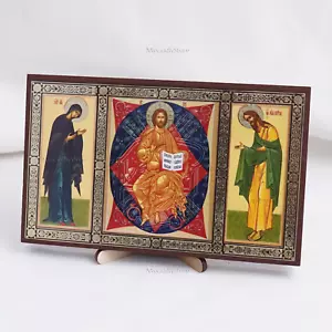 DEISIS JESUS CHRIST, THEOTOKOS, JOHN The BAPTIST Orthodox Icon 7.5"x4.5" - Picture 1 of 4