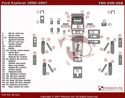 FOR FORD EXPLORER SPORT  TRAC 2007 INTERIOR SET WOOD CARBON ALUMIN DASH TRIM KIT - Image 1 of 4