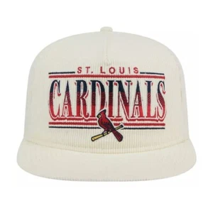 St. Louis Cardinals New Era White Throwback Golfer Corduroy Snapback Hat {NEW} - Picture 1 of 7