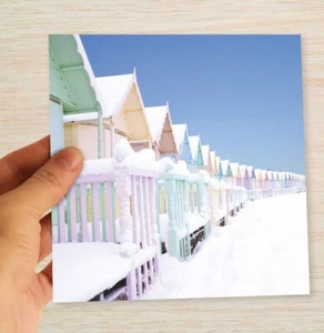 Christmas Cards & Packs Beach Huts in Snow Coastal Winter Seaside Xmas Cards - Picture 1 of 15