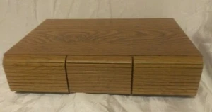 Cassette Tape Faux Wood Grain 36 Count Storage Holder 3 Drawers (15”x 10”x 3.5”) - Picture 1 of 11