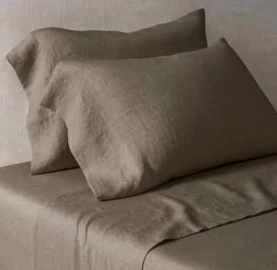 Juego de sábanas RH Restauración Hardware Italian Heritage lino lavado carbón Queen Foto 1 de 4