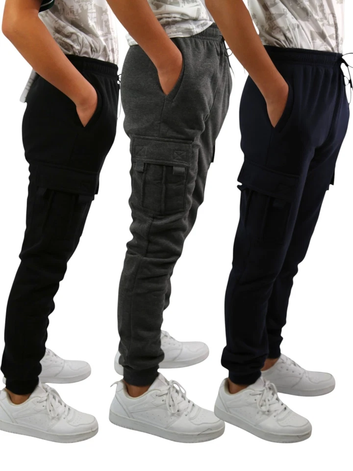 Pantalones deportivos cargo polar con bolsillos para niños - negros/carbón/azul marino Foto 1 de 1