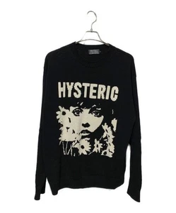 Suéter tejido grande negro manga larga gráfico vintage Hysteric Glamour para hombre - Imagen 1 de 7