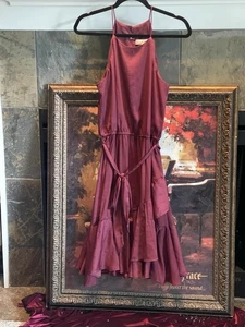 Ann Taylor Loft Rüschen Kleid Spaghettiträger Burgund Größe Large Petite Ret. 89 $ - Bild 1 von 11