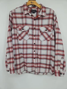 Camisa de franela Pendleton Burnside para hombre XL roja gris a cuadros abotonada 100 % algodón - Imagen 1 de 5