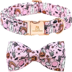 Halloween Dog Collars Fall Dog Collar Pink Bowtie Girl Boy Pet Collar Dogs Pu... - Picture 1 of 6