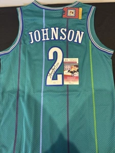 Larry Johnson NBA SIGNED JERSEY Charlotte Hornets COA with JSA JJS - Picture 1 of 4