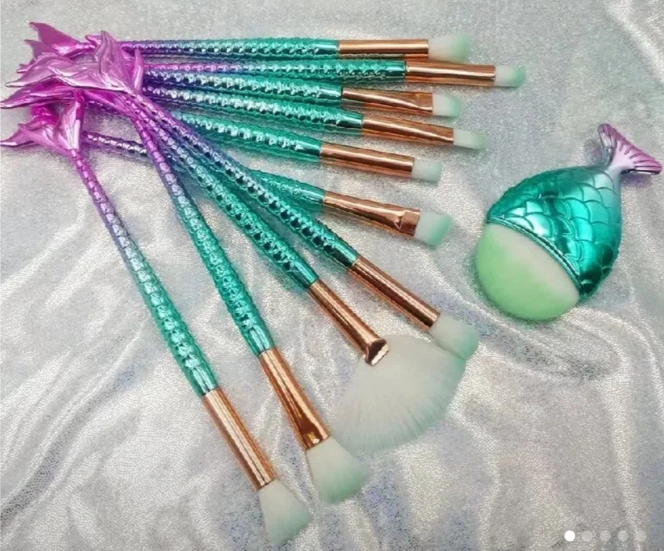 11 Pcs.de Brochas D Maquillaje, Forma D Cola D Pez. Alta calidad. Foto 1 de 4