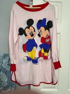 VINTAGE 80s Walt Disney Youth Girls Size Medium Mickey Minnie Mouse Nightgown - Picture 1 of 4