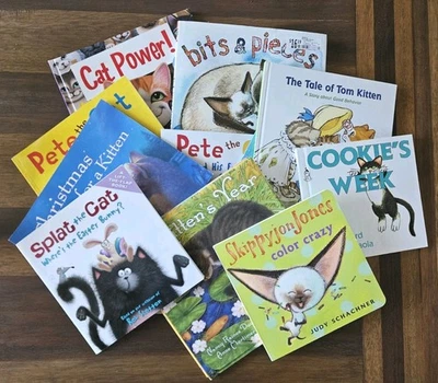 Mixed Lot Of 11 Children's Cat Themed Books Various Authors  — 第 1/4 张图片