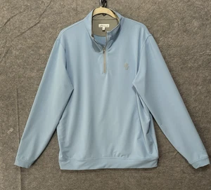 Peter Millar Perth Performance Pullover Mens Sz L Blue 1/4 Zip Golf LOGO - Picture 1 of 9