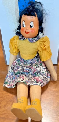 Boneca articulada vintage década de 1940 Little Lulu cabeça facial celulóide 14", DS31 - Imagem 1 de 4