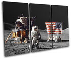 NASA Apollo USA Flag Astronaut Moon Space TREBLE LONA pared arte Foto impresion