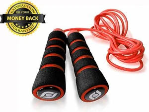 Cuerda de salto roja ajustable de 10 pies rodamiento de bolas gimnasio ejercicio fitness mango suave 10' - Imagen 1 de 10
