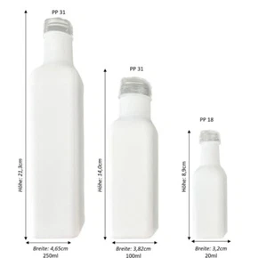 Botella de vidrio para llenar botella de aceite blanca con tapa licor 250/100/20ml - Imagen 1 de 11