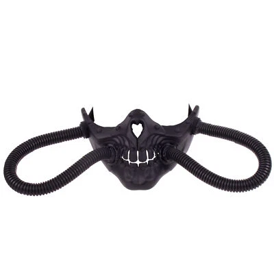 KBW Steampunk Skull w Long Tubes Halloween Black Raider Plastic Half Mask, Fo... - Image 1 of 3