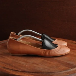 J.Crew Flats Womens SZ 9.5 Brown Cece Ballet Leather Slip On Minimalist Comfort - Picture 1 of 13