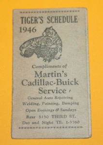 Antique 1946 DETROIT TIGERS BRIGGS STADIUM baseball fold out Pocket Schedule - Picture 1 of 3