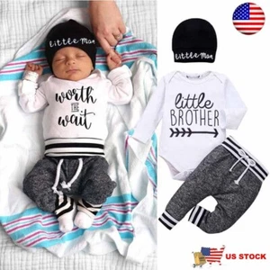 Newborn Baby Boy Girl Bodysuit Jumpsuit Outfits Infant Tops & Romper Clothes Set - Picture 1 of 14