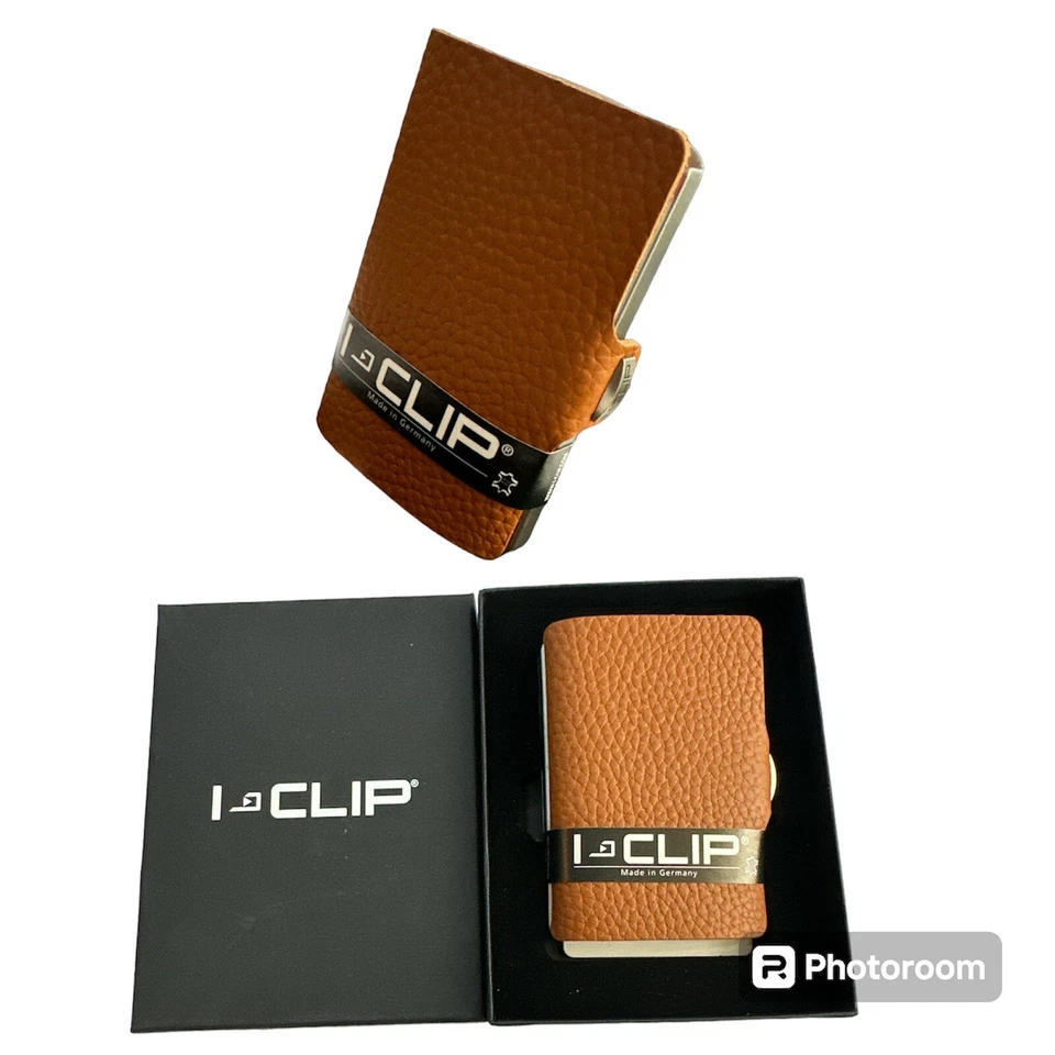 I-CLIP Original Mini Wallet mit Geldklammer - Rindleder Nuss Geldbörse - Bild 1 von 1